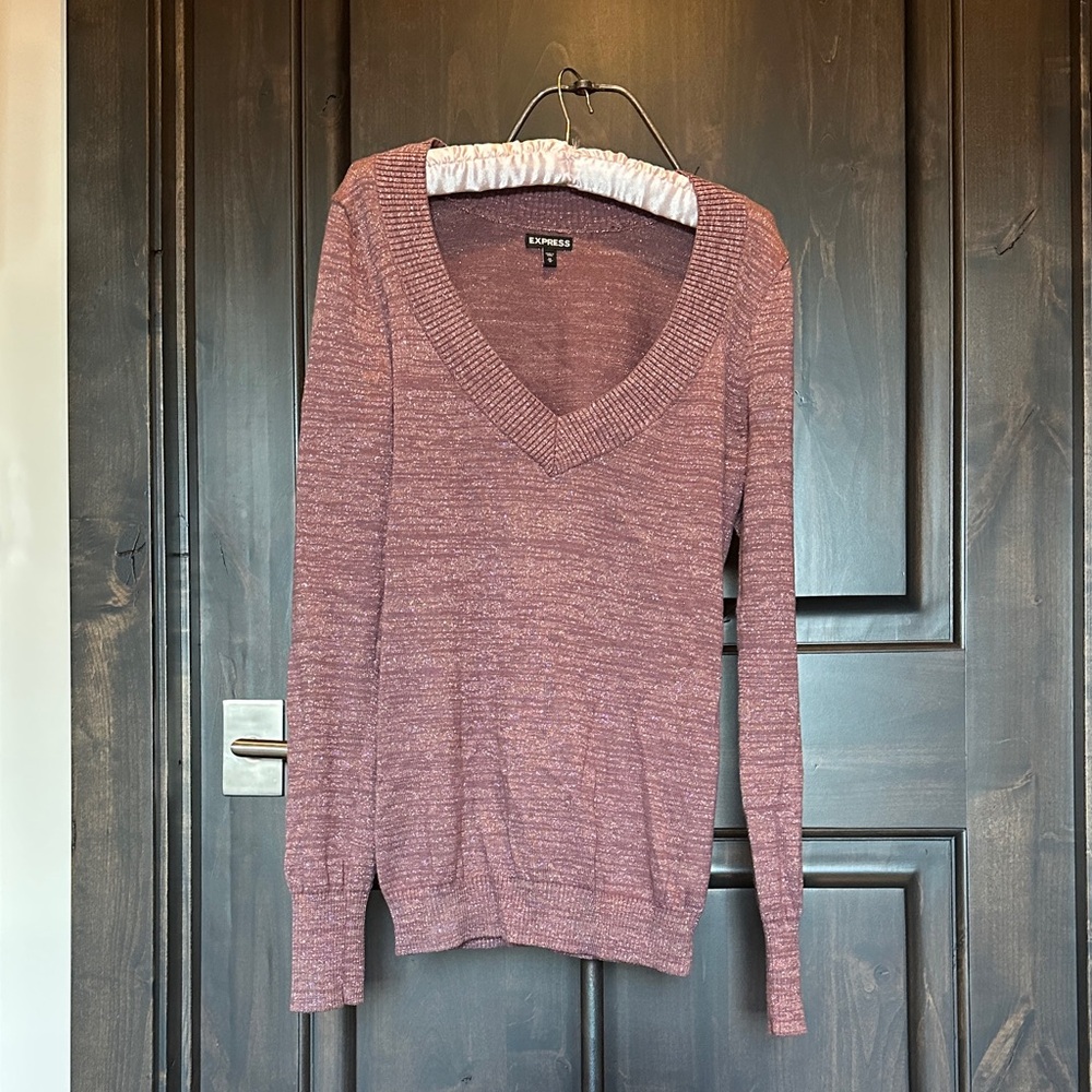 Express Women's V-Neck Sweater - Mauve